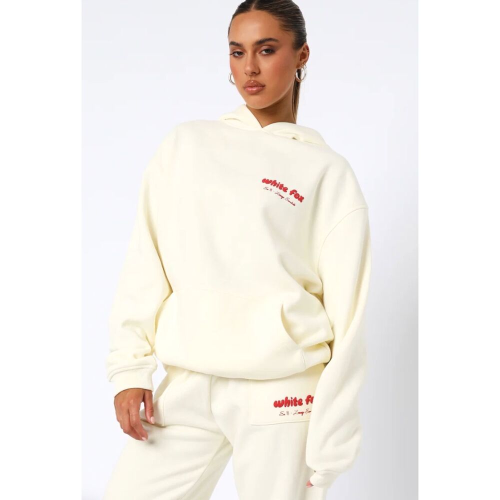 White Fox Era 8 Oversized Hoodie and Shorts in Cherry Cream
